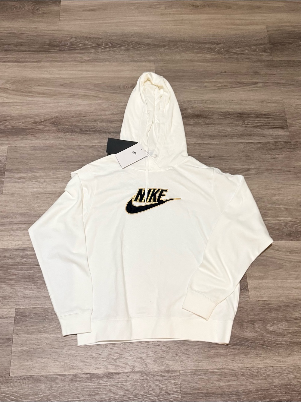 Nike Women’s Cream Hoodie with Black & Gold Swoosh